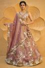 Rose Gold Tissue Silk Embroidered Lehenga Set