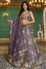 Lavender Tissue Silk Embroidered Lehenga Set
