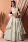 Ivory Georgette Sparkling Sequin Embroidered Lehenga Set