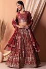 Maroon Georgette Sparkling Sequin Embroidered Lehenga Set