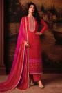 Orange & Pink Bandhani Print Gajji Silk Hand Embroidred & Laced Kurta Set