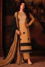 Caramel Brown Bandhani Print Gajji Silk Hand Embroidred & Laced Kurta Set