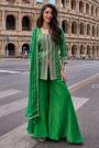 Dark Green Chinon Silk Embroidered & Bandhani Printed Kurti Palazzo & Dupatta Set