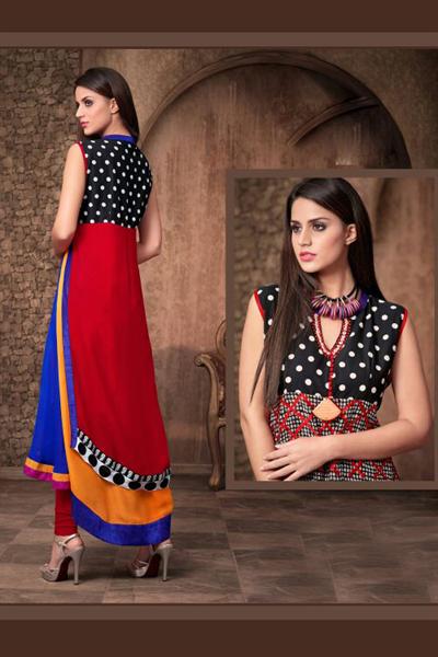 Alluring And Stunning Designer Georgette Kurti With Embroidery with Complimentary necklace