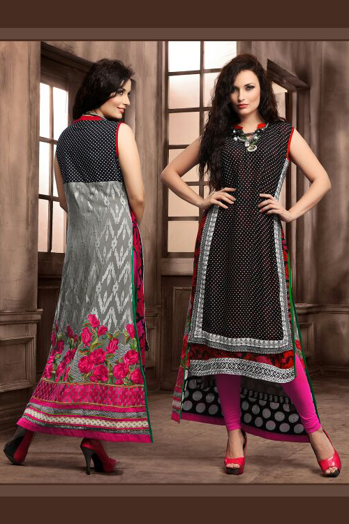 Alluring And Stunning Designer Layer Style Georgette Kurti with Complimentary necklace