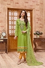 Mehandi Green thread embroidered Salwar Suit with pure chiffon dupatta