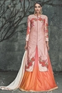Phoenix Sand Embroidered Peach Silk Indo Western Dress