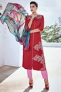 Burnt Red Embroidered Cotton Jacquard Designer Salwar Suit
